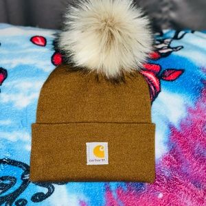 New CARHARTT beanie handmade with fur Pom.